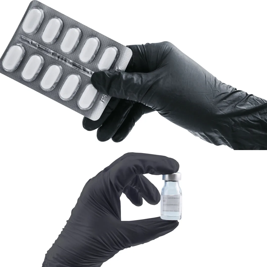 GP CRAFT Black Nitrile Exam Gloves Medical Grade Chemical Resistant 5 Mils Case (1,000 Count, 10 Packs)