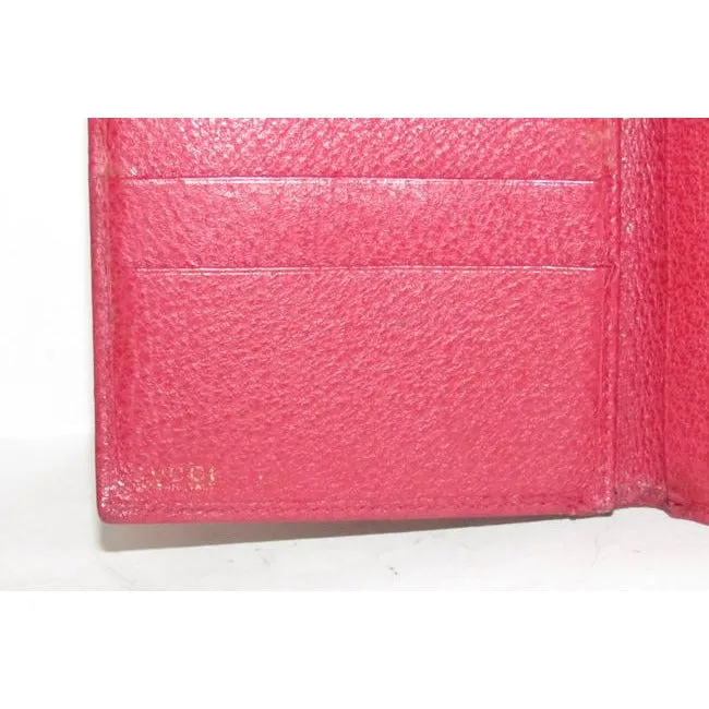 Gucci Dark Red Leather With Gold Belt Buckle Clasp Vintage Accent Wallet