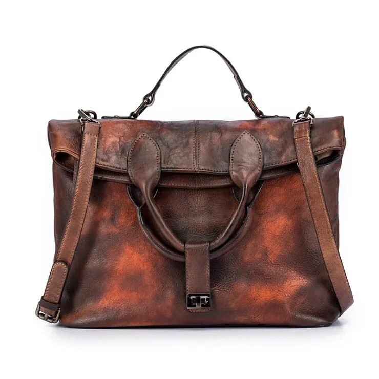 Handmade Green Leather Shoulder Bag Genuine Leather Handbags For Women