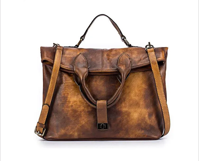 Handmade Green Leather Shoulder Bag Genuine Leather Handbags For Women