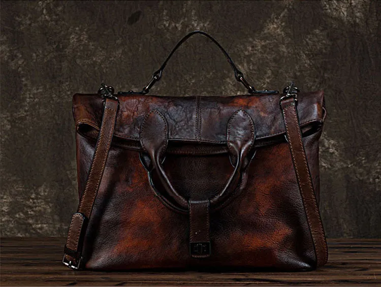 Handmade Green Leather Shoulder Bag Genuine Leather Handbags For Women