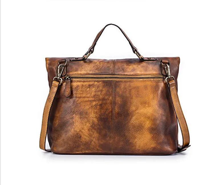 Handmade Green Leather Shoulder Bag Genuine Leather Handbags For Women