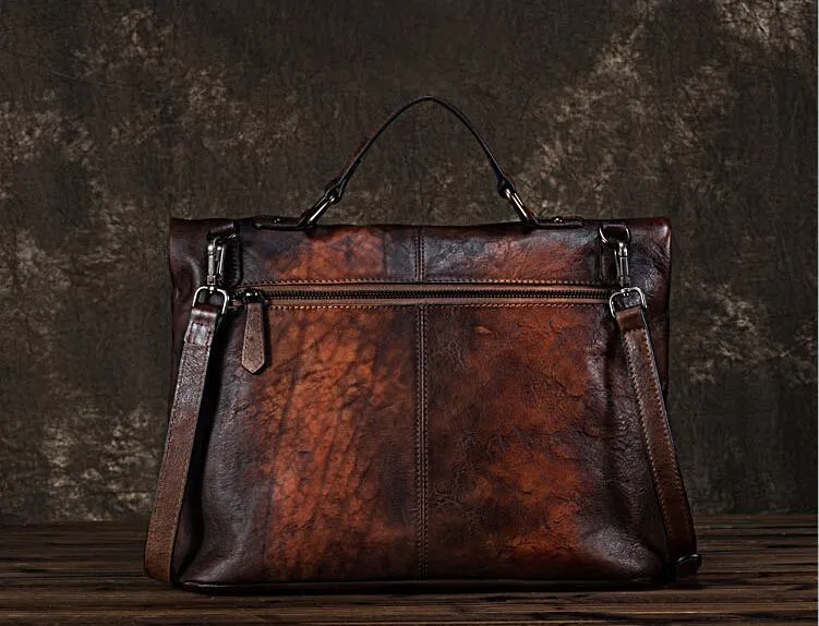 Handmade Green Leather Shoulder Bag Genuine Leather Handbags For Women