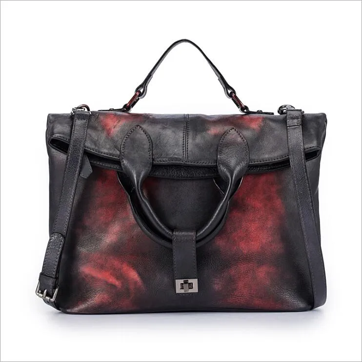 Handmade Green Leather Shoulder Bag Genuine Leather Handbags For Women