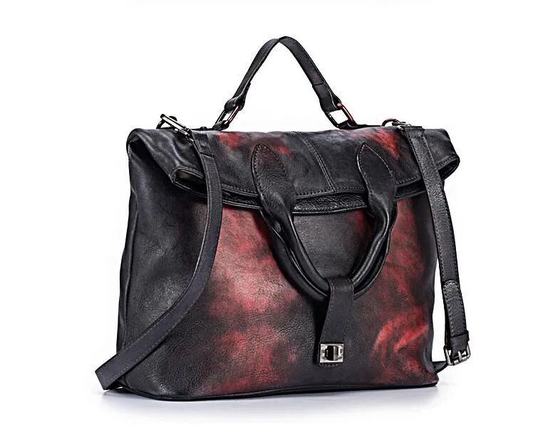 Handmade Green Leather Shoulder Bag Genuine Leather Handbags For Women