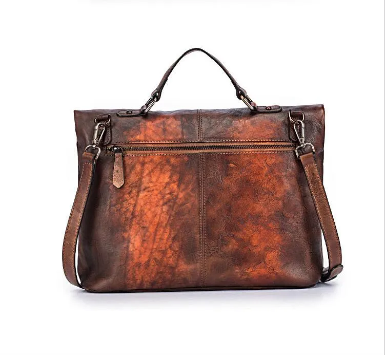 Handmade Green Leather Shoulder Bag Genuine Leather Handbags For Women