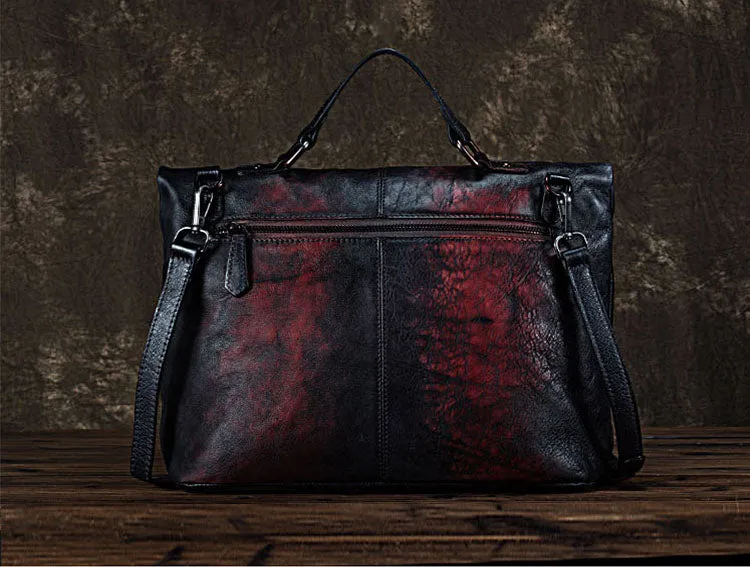 Handmade Green Leather Shoulder Bag Genuine Leather Handbags For Women