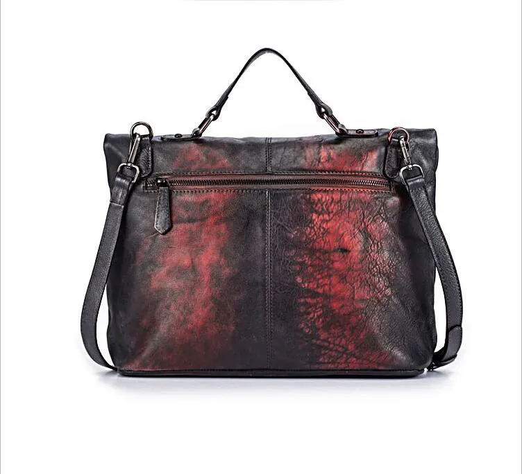 Handmade Green Leather Shoulder Bag Genuine Leather Handbags For Women