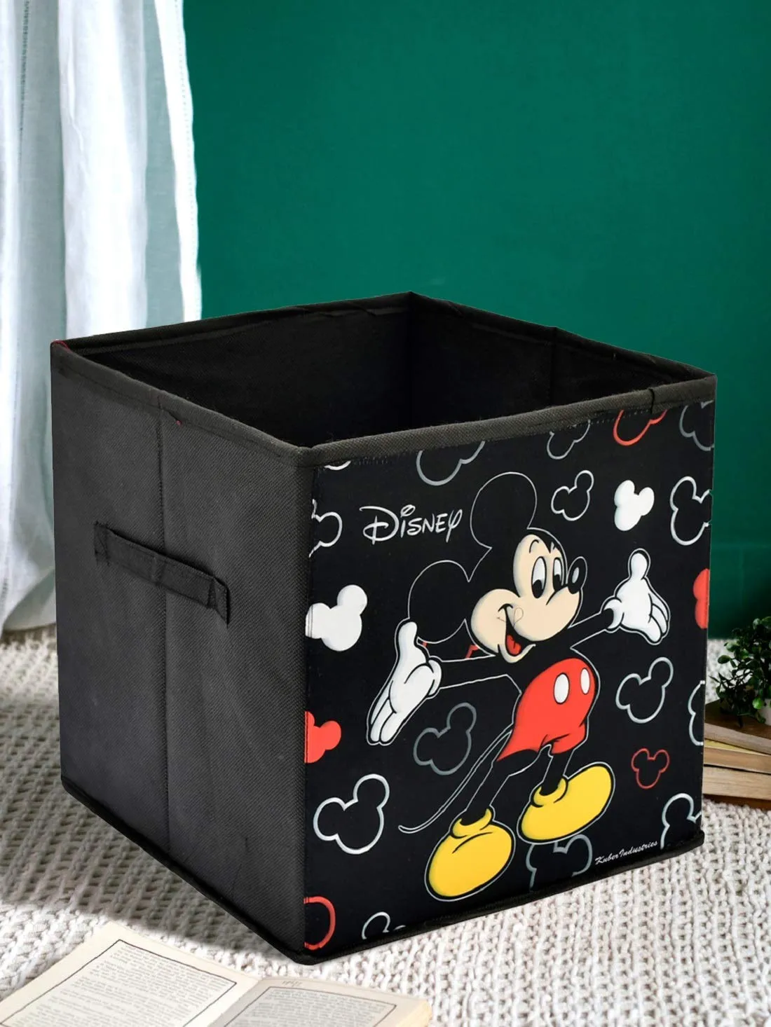 Heart Home Non-Woven Mickey Print Flodable Storage Box/Wardrobe Organizer For Home Decor (Black) 54HH4240.