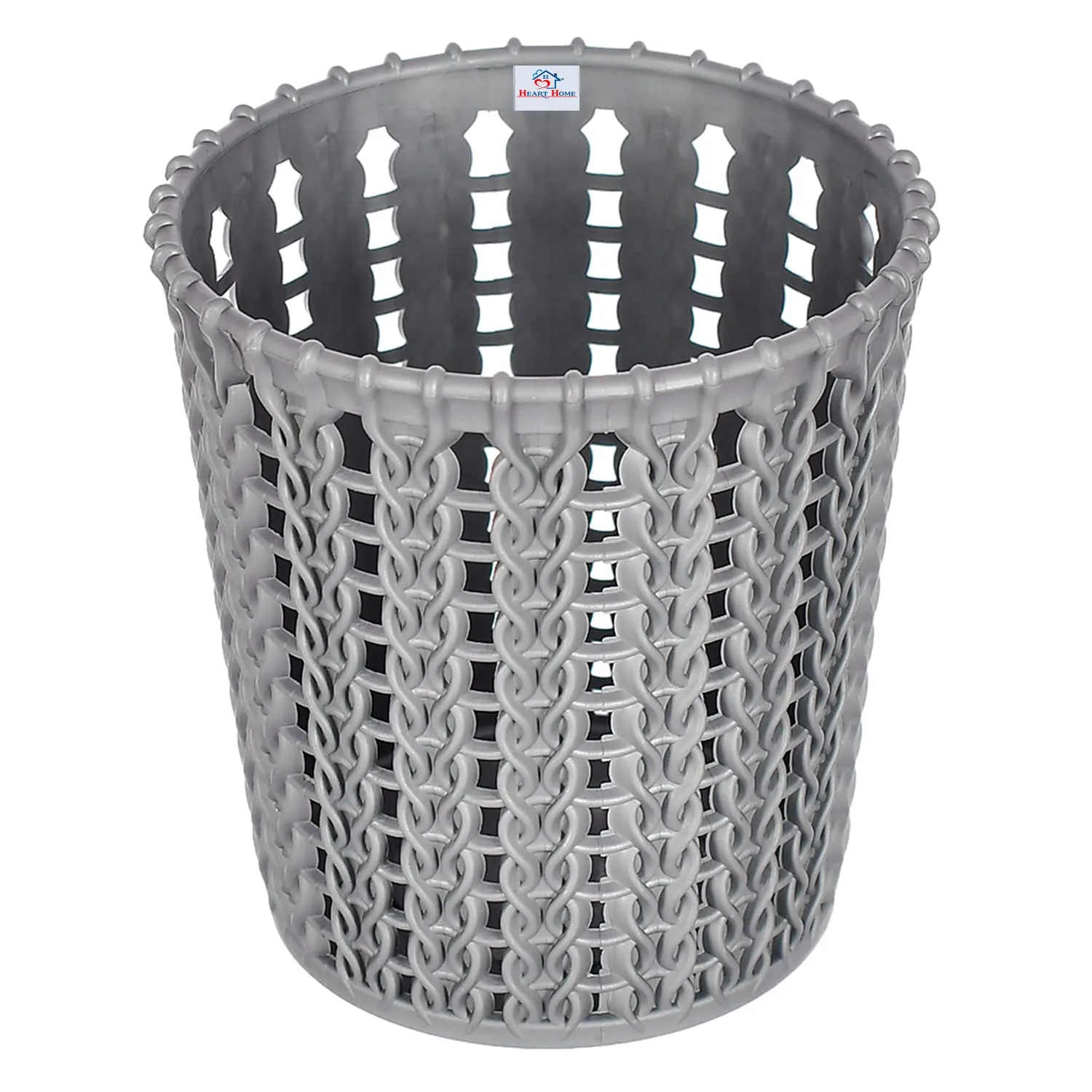 Heart Home Round Shape M 10 Multipurpose Plastic Holder/Organizer for Kitchen, Bathroom, Office, Living Room - Pack of 4 (Grey)-46HH0430