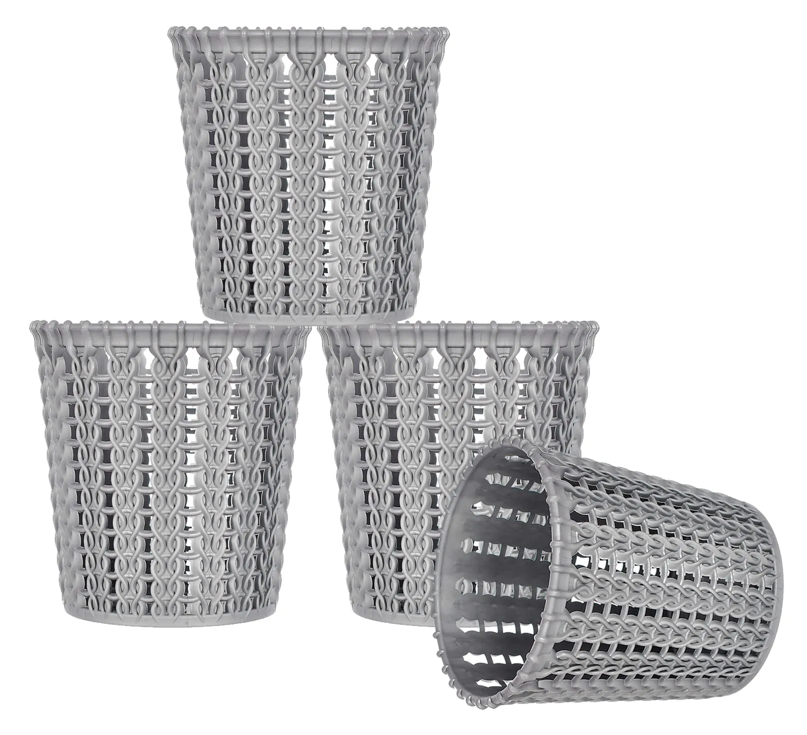 Heart Home Round Shape M 10 Multipurpose Plastic Holder/Organizer for Kitchen, Bathroom, Office, Living Room - Pack of 4 (Grey)-46HH0430