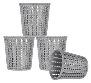 Heart Home Round Shape M 10 Multipurpose Plastic Holder/Organizer for Kitchen, Bathroom, Office, Living Room - Pack of 4 (Grey)-46HH0430