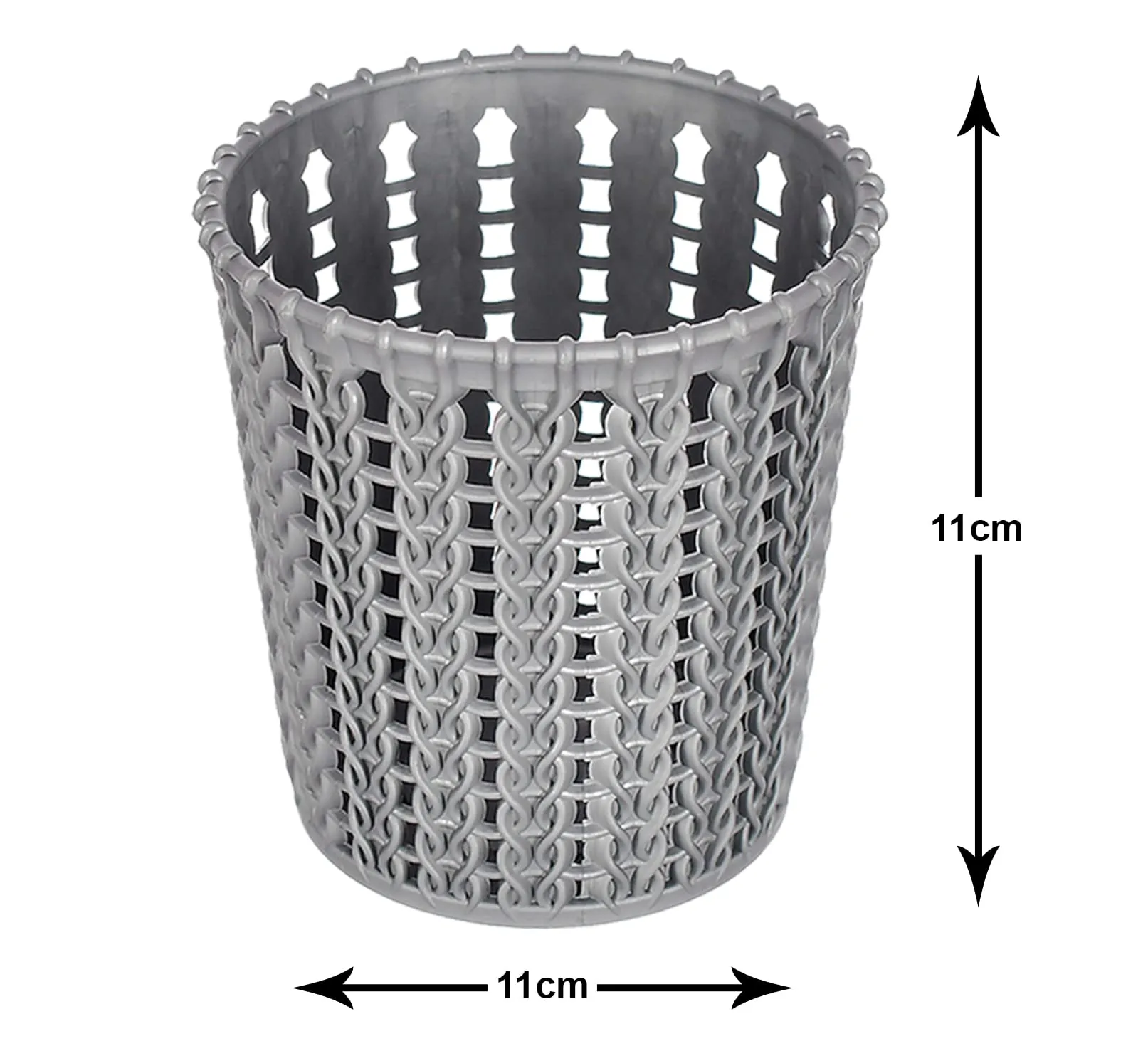 Heart Home Round Shape M 10 Multipurpose Plastic Holder/Organizer for Kitchen, Bathroom, Office, Living Room - Pack of 4 (Grey)-46HH0430