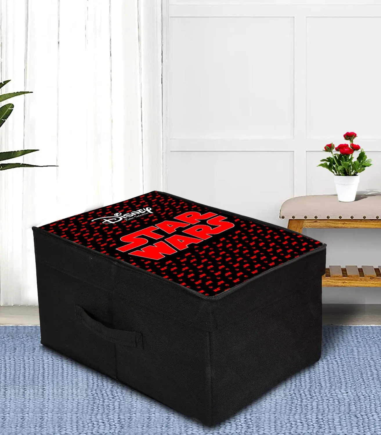 Heart Home Star War Printed Flodable Storage Box/Organizer For Toys, Cloths And Books With Lid & Handle (Black)-HS43HEARTH26571