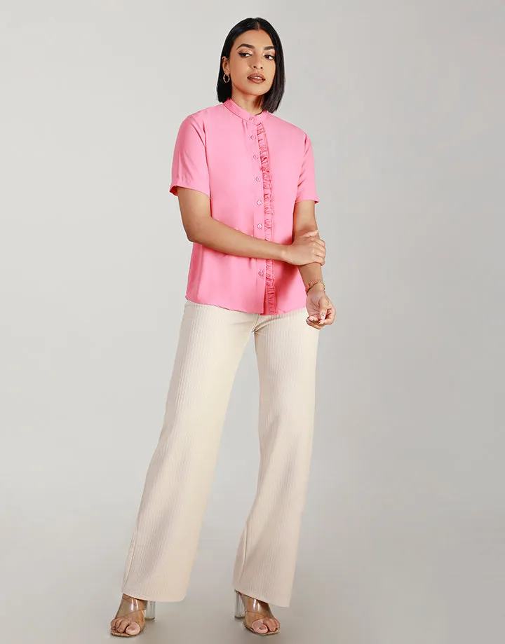 High Neck Blouse with Frill Details