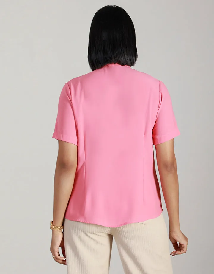 High Neck Blouse with Frill Details