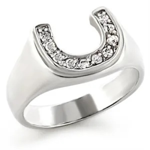 High-Polished 925 Sterling Silver Ring with AAA Grade CZ in Clear for Women Style 30314