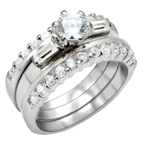 High-Polished 925 Sterling Silver Ring with AAA Grade CZ in Clear for Women Style LOAS1040