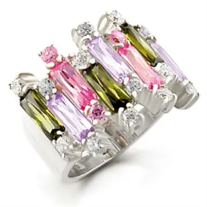 High-Polished 925 Sterling Silver Ring with AAA Grade CZ in Multi Color for Women Style 37611