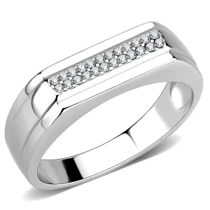 High polished (no plating) Stainless Steel Ring with AAA Grade CZ in Clear for Women Style DA251