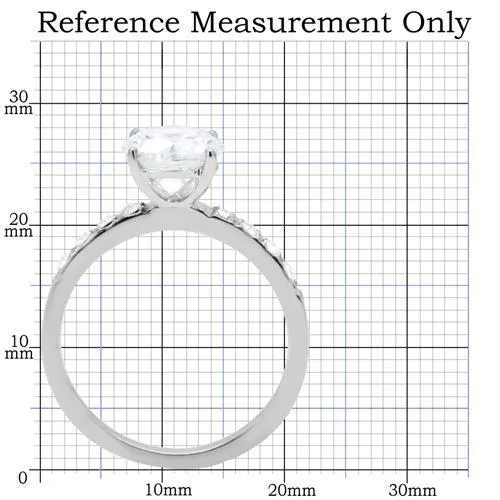 High polished (no plating) Stainless Steel Ring with AAA Grade CZ in Clear for Women Style TK198
