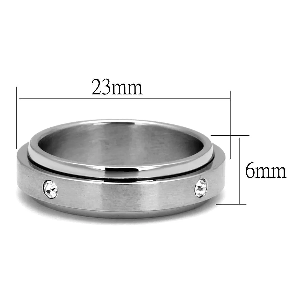 High polished (no plating) Stainless Steel Ring with AAA Grade CZ in Clear for Women Style TK2933