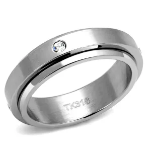 High polished (no plating) Stainless Steel Ring with AAA Grade CZ in Clear for Women Style TK2933