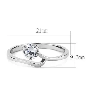 High polished (no plating) Stainless Steel Ring with AAA Grade CZ in Clear for Women Style TK3257