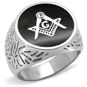 High polished (no plating) Stainless Steel Ring with Top Grade Crystal in Clear for Women Style TK8X034