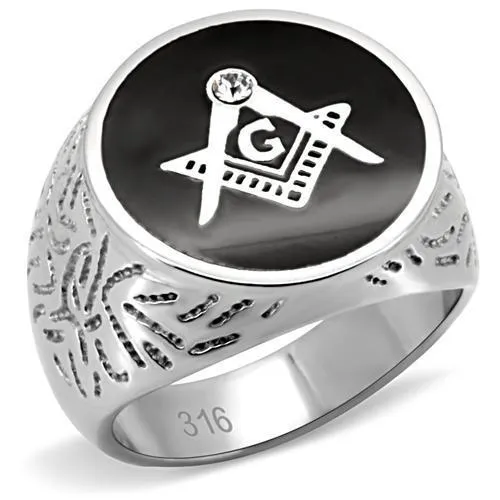 High polished (no plating) Stainless Steel Ring with Top Grade Crystal in Clear for Women Style TK8X034