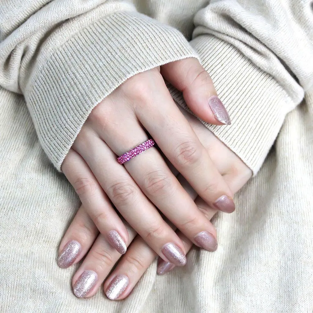 High polished (no plating) Stainless Steel Ring with Top Grade Crystal in Rose for Women Style TK3542