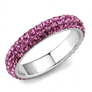 High polished (no plating) Stainless Steel Ring with Top Grade Crystal in Rose for Women Style TK3542