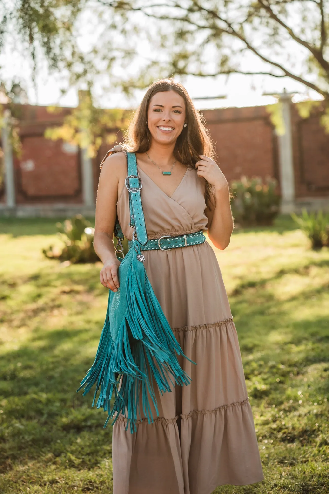 HMH22 - Turquoise Suede Hobo Bag