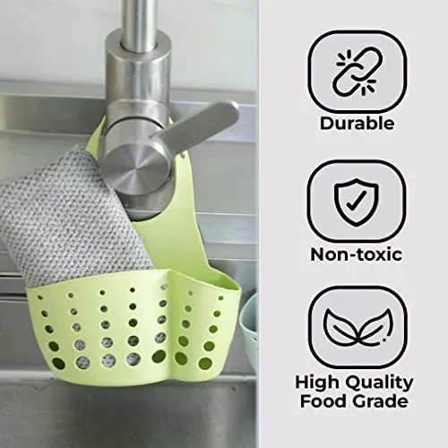 Homestic Kitchen & Bathroom Organizer|Multipurpose Basket Shelf For Kitchen & Bathroom|Adjustable Snap Fastener|Non-Toxic & Odor-less|Flexible & Durable|Smart Drainage Holes|Pack of 2|Multicolor