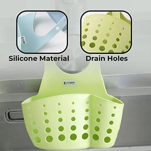 Homestic Kitchen & Bathroom Organizer|Multipurpose Basket Shelf For Kitchen & Bathroom|Adjustable Snap Fastener|Non-Toxic & Odor-less|Flexible & Durable|Smart Drainage Holes|Pack of 2|Multicolor