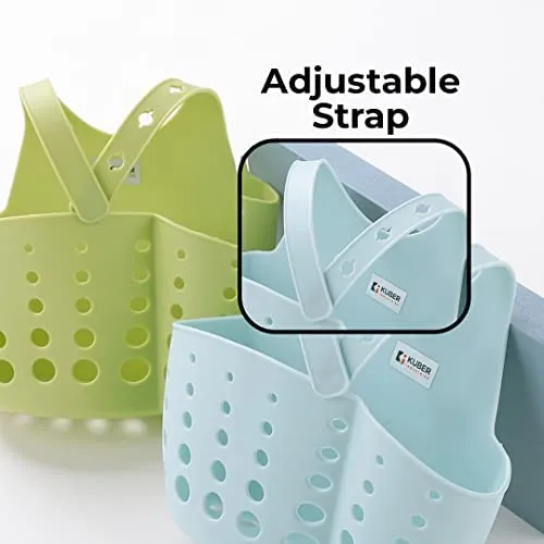 Homestic Kitchen & Bathroom Organizer|Multipurpose Basket Shelf For Kitchen & Bathroom|Adjustable Snap Fastener|Non-Toxic & Odor-less|Flexible & Durable|Smart Drainage Holes|Pack of 2|Multicolor