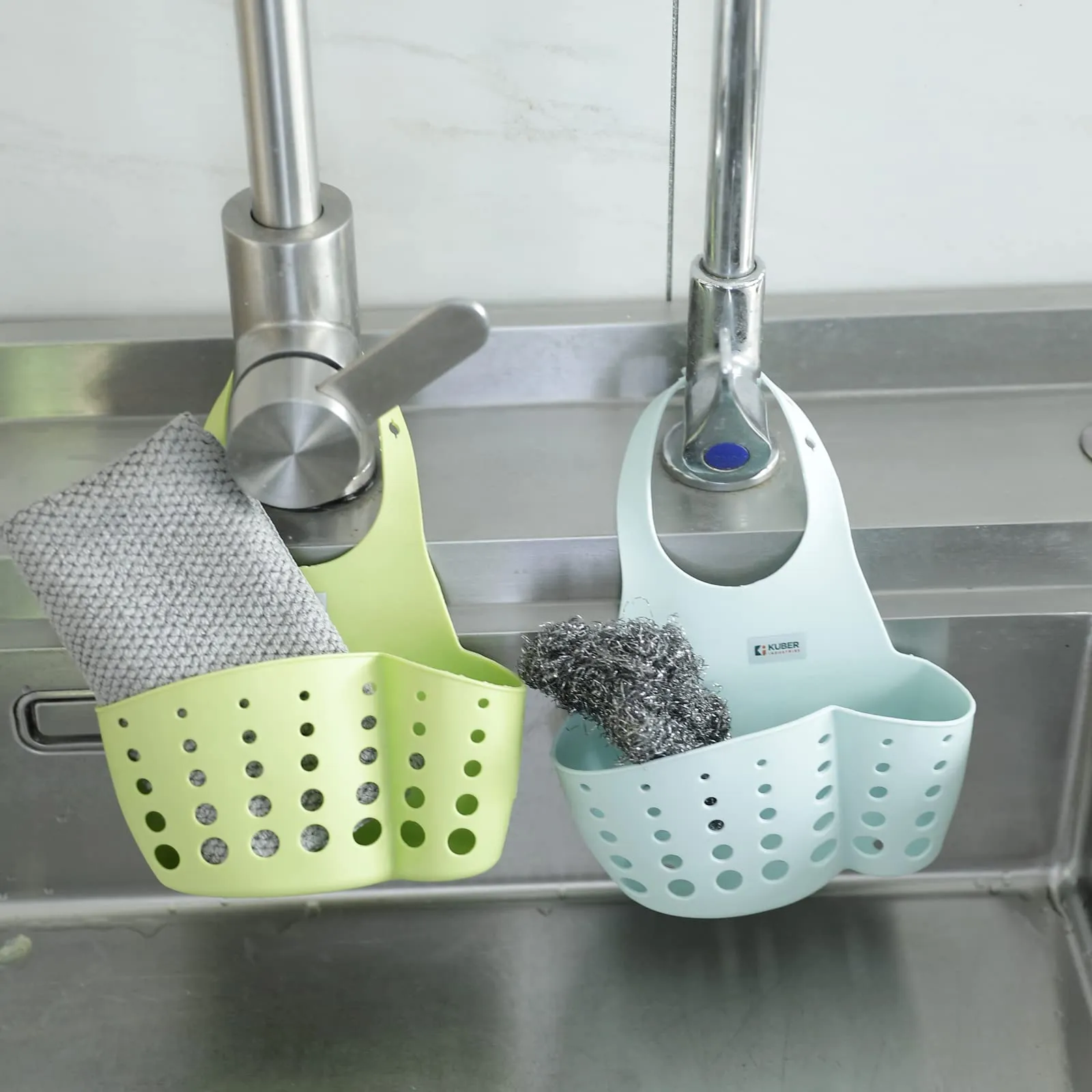 Homestic Kitchen & Bathroom Organizer|Multipurpose Basket Shelf For Kitchen & Bathroom|Adjustable Snap Fastener|Non-Toxic & Odor-less|Flexible & Durable|Smart Drainage Holes|Pack of 2|Multicolor