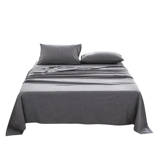 Hypoallergenic Washed Cotton Sheet Set I Single I Black