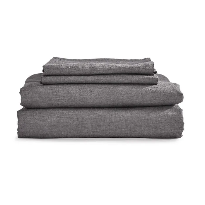 Hypoallergenic Washed Cotton Sheet Set I Single I Black