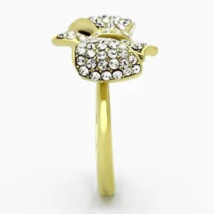 IP Gold(Ion Plating) Stainless Steel Ring with Top Grade Crystal in Clear for Women Style TK1032