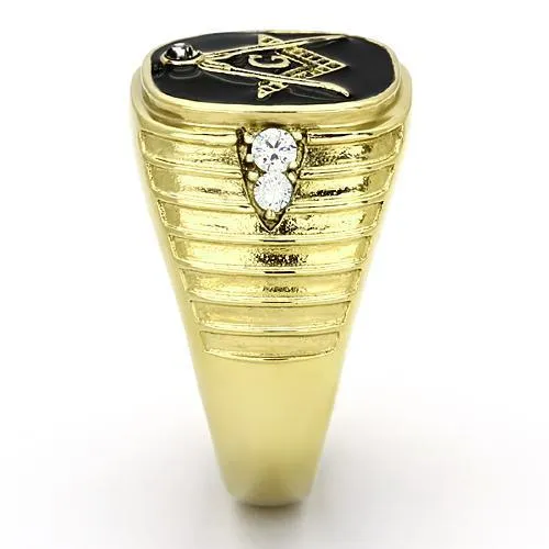 IP Gold(Ion Plating) Stainless Steel Ring with Top Grade Crystal in Clear for Women Style TK776