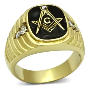 IP Gold(Ion Plating) Stainless Steel Ring with Top Grade Crystal in Clear for Women Style TK776
