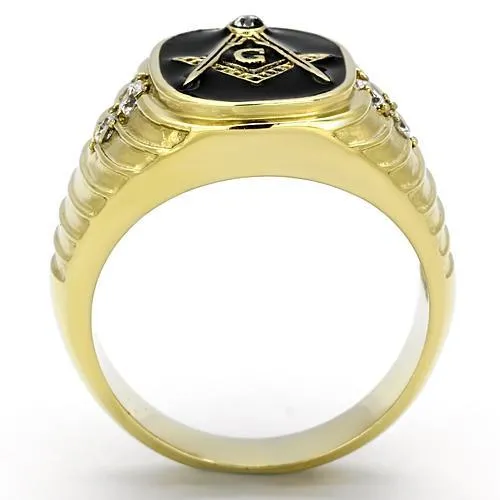 IP Gold(Ion Plating) Stainless Steel Ring with Top Grade Crystal in Clear for Women Style TK776