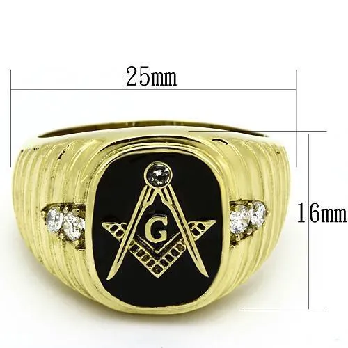 IP Gold(Ion Plating) Stainless Steel Ring with Top Grade Crystal in Clear for Women Style TK776