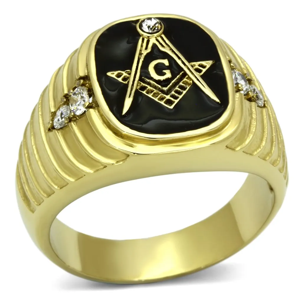 IP Gold(Ion Plating) Stainless Steel Ring with Top Grade Crystal in Clear for Women Style TK776