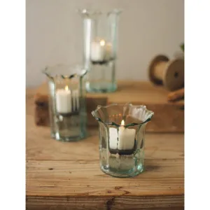 Kalalou - SET OF THREE RECYCLED GLASS RIBBED VOTIVE CYLINDERS - CV7044