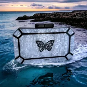 Karina White Acrylic Mother of Pearl Clutch By Nikoza Collection