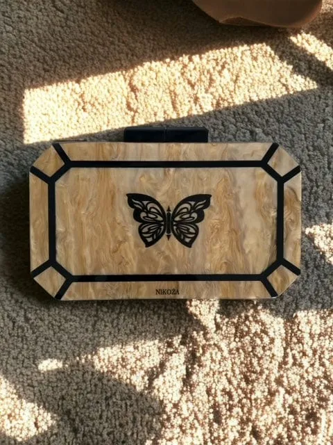 Karina White Acrylic Mother of Pearl Clutch By Nikoza Collection
