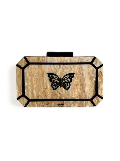 Karina White Acrylic Mother of Pearl Clutch By Nikoza Collection