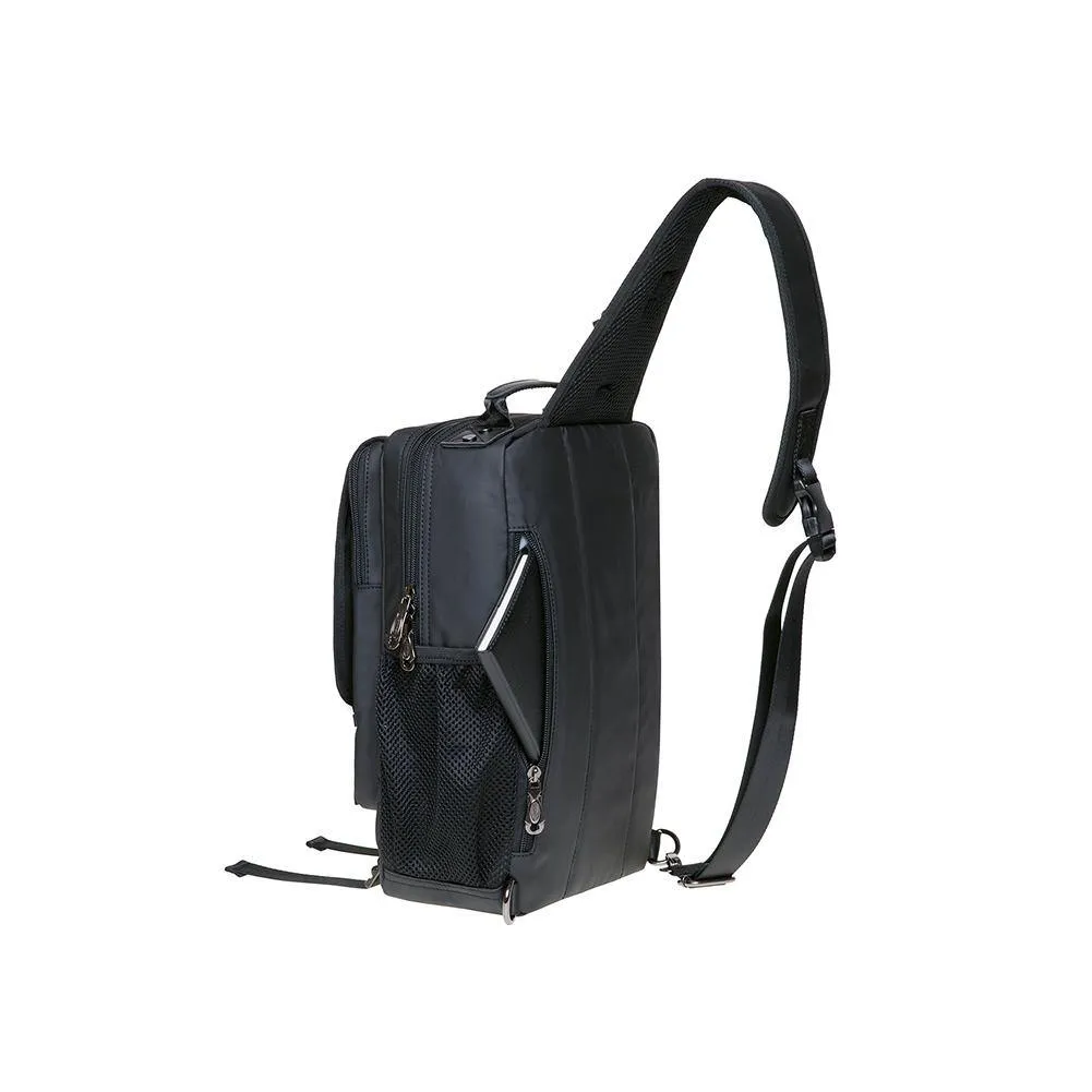KAUKKO Canvas Crossbody Sling Bag Backpack for Cycling, Hiking, Camping, and Commuting, FD252-2 ( Black )